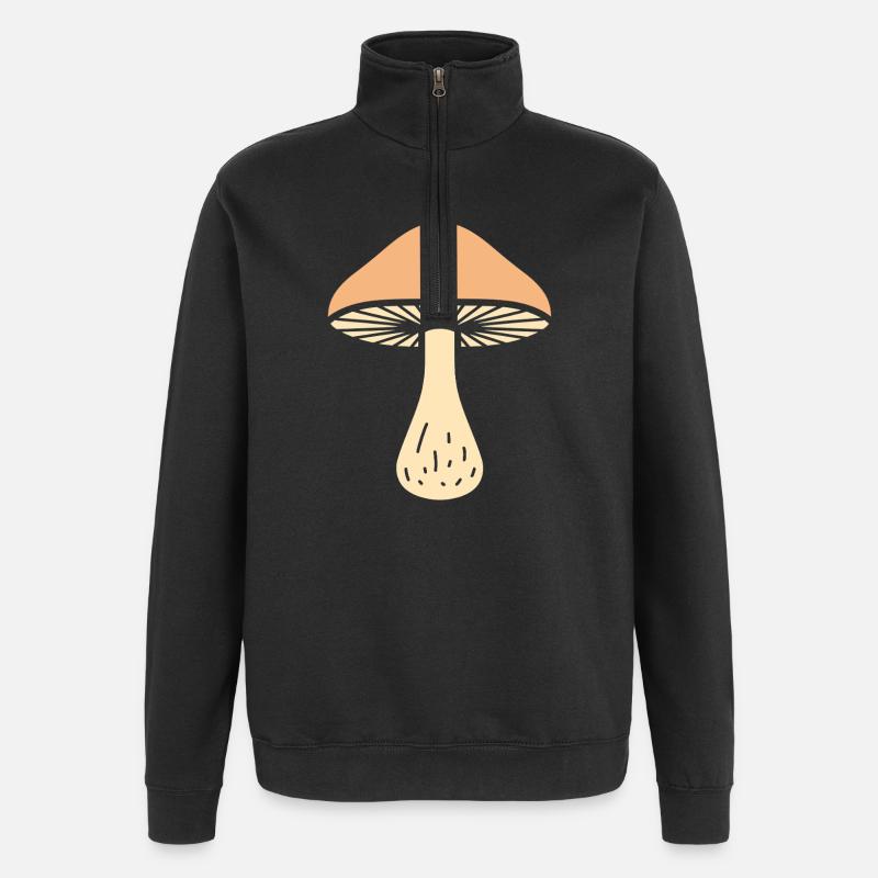 Champignon Illustration Naturelle - Sweat à zip 1/4 - noir