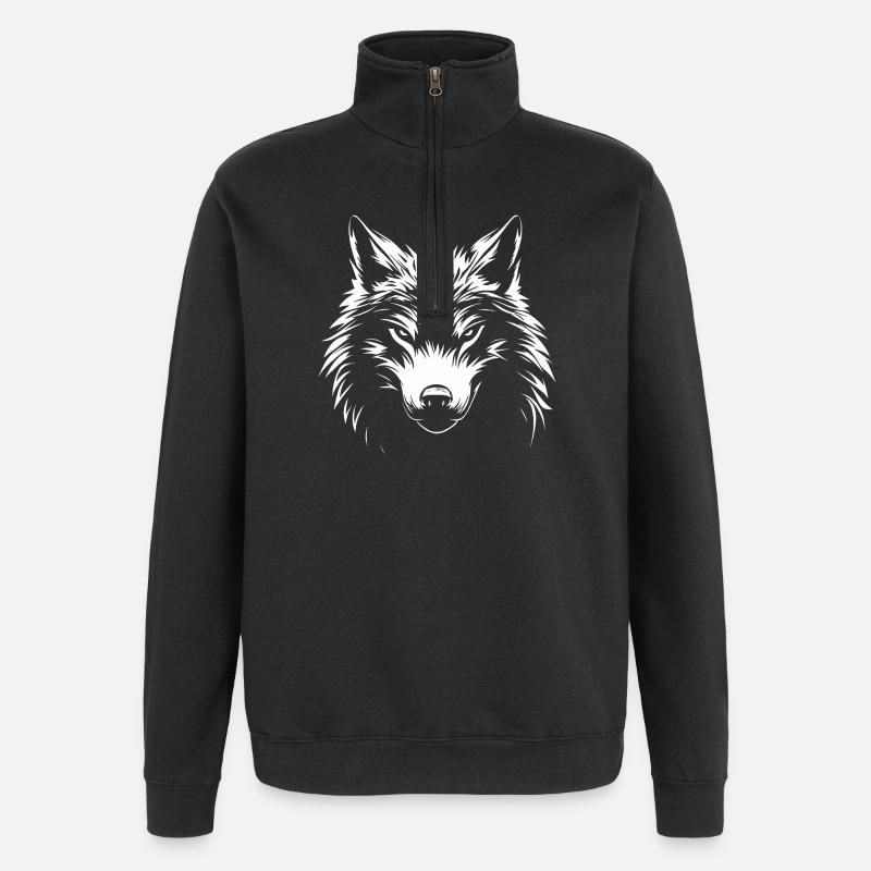 Wolf sait :) - Sweat à zip 1/4 - noir