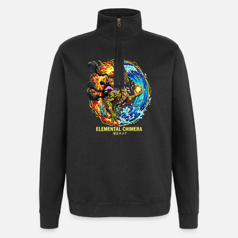 Elemental Chimera | Drache der 3 Elemente - Quarter-Zip-Sweatshirt - Schwarz