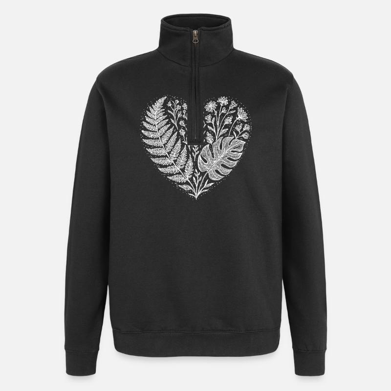 Coeur de feuillage tropical - Sweat à zip 1/4 - noir