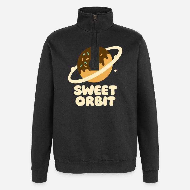 Süßer Orbit Donutplanet - Quarter-Zip-Sweatshirt - Schwarz