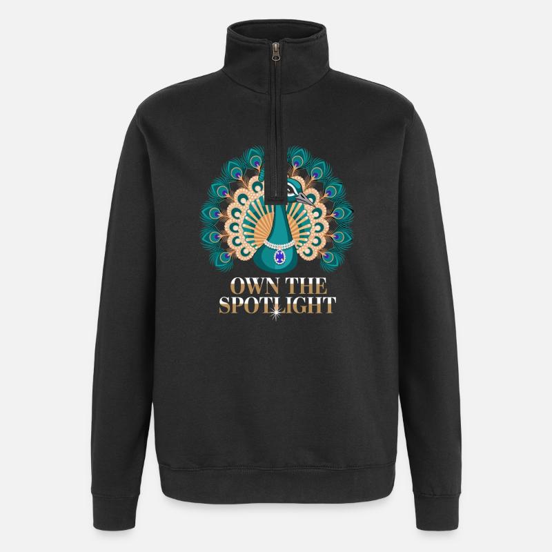 Peacock motif: Own The Spotlight with elegance and - Quarter-Zip Sweatshirt - black