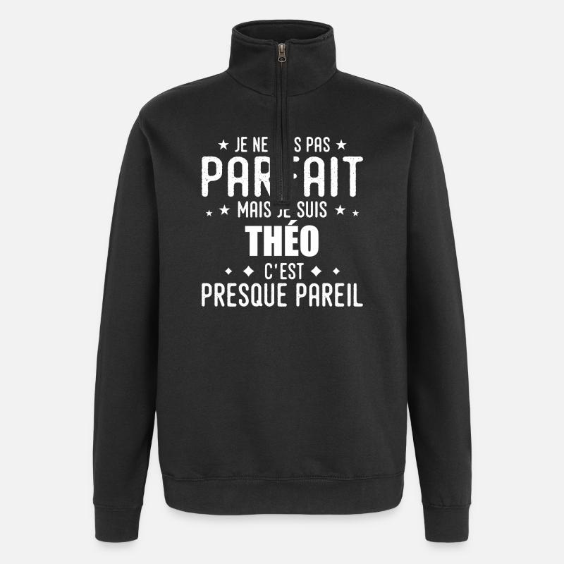 Théo : authentique, imparfait, top, perfection - Sweat à zip 1/4 - noir