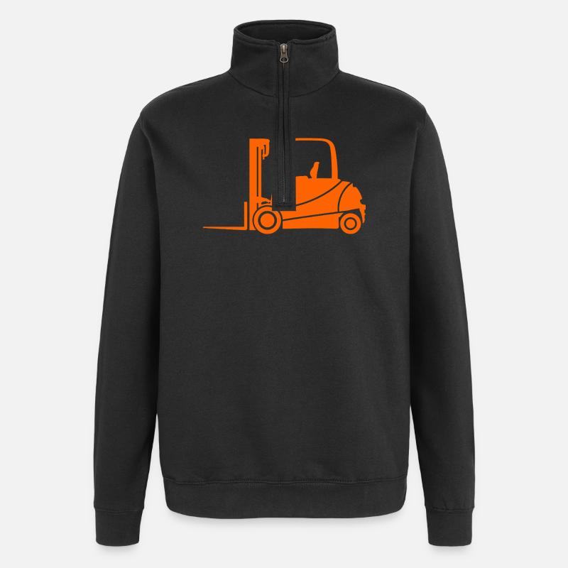 Gabelstapler Silhouette: Transport & Staplerfahrer - Quarter-Zip-Sweatshirt - Schwarz