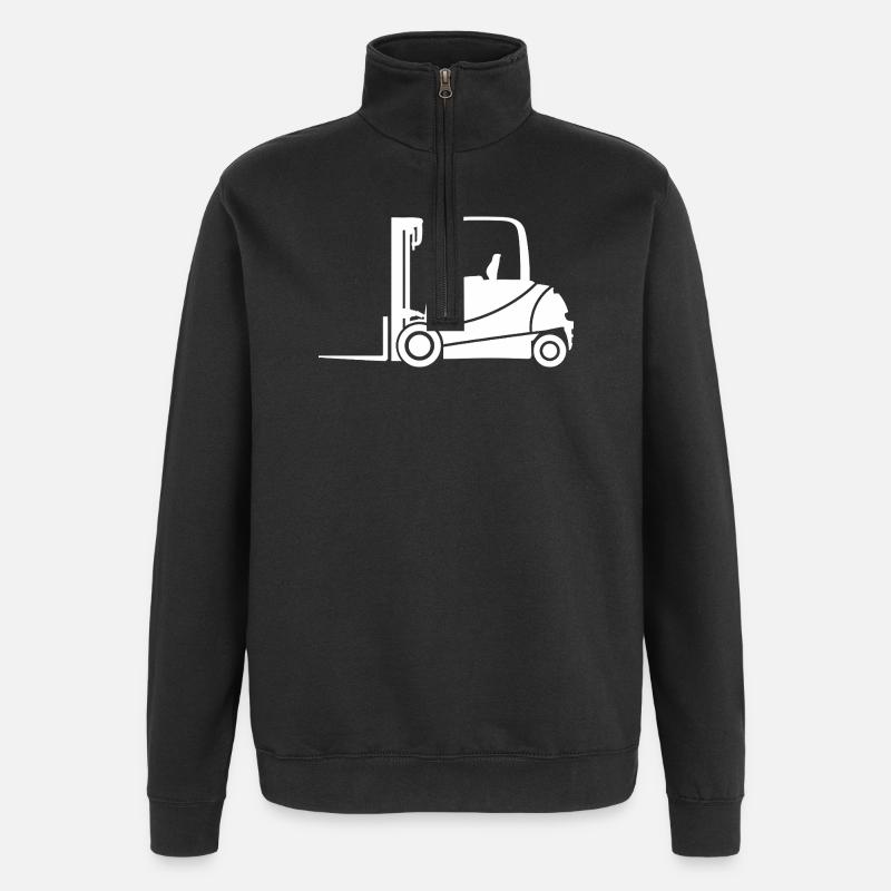 Gabelstapler Silhouette: Transport & Staplerfahrer - Quarter-Zip-Sweatshirt - Schwarz