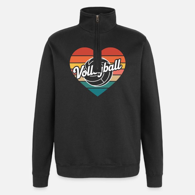 Volley-ball coeur rétro - Sweat à zip 1/4 - noir
