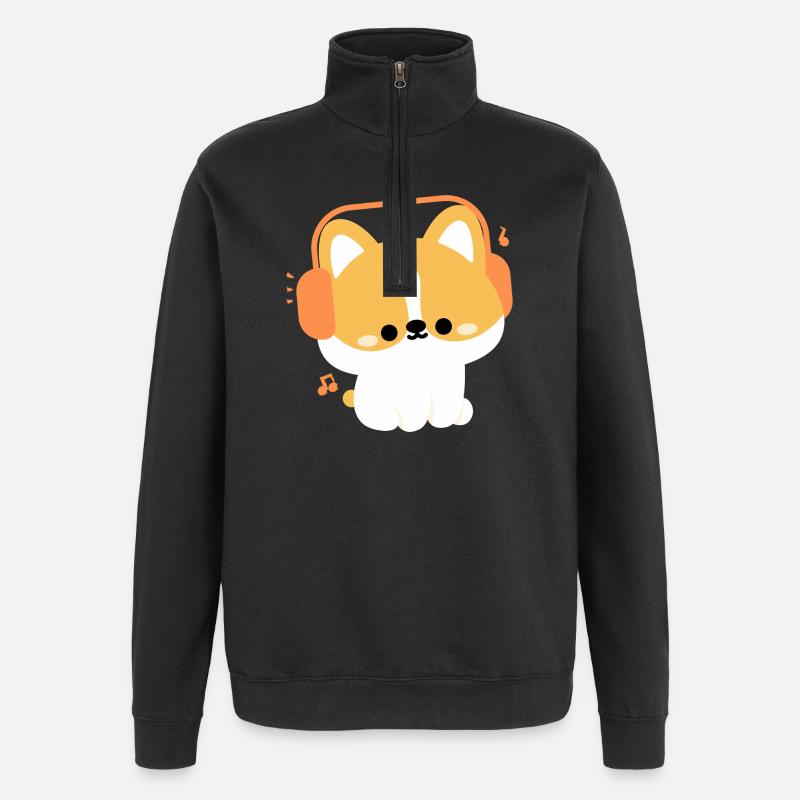 Casque Corgi - Sweat à zip 1/4 - noir