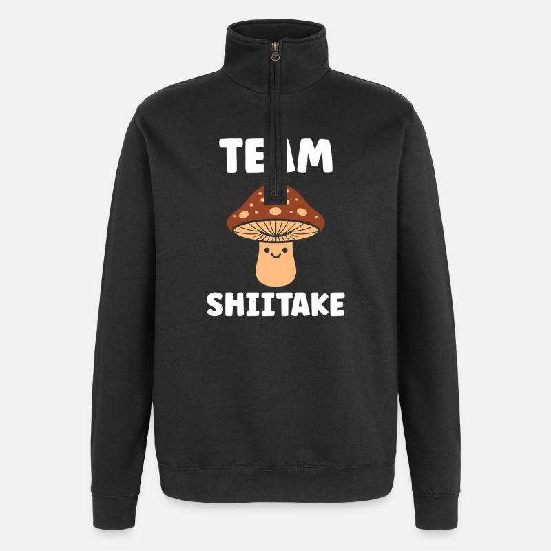 Team Shiitake Mushroom Graphic - Quarter-Zip Sweatshirt - black
