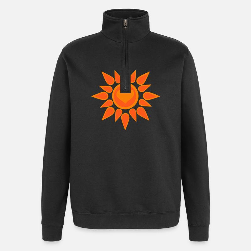 Sonnensymbol mit Herz - Quarter-Zip-Sweatshirt - Schwarz