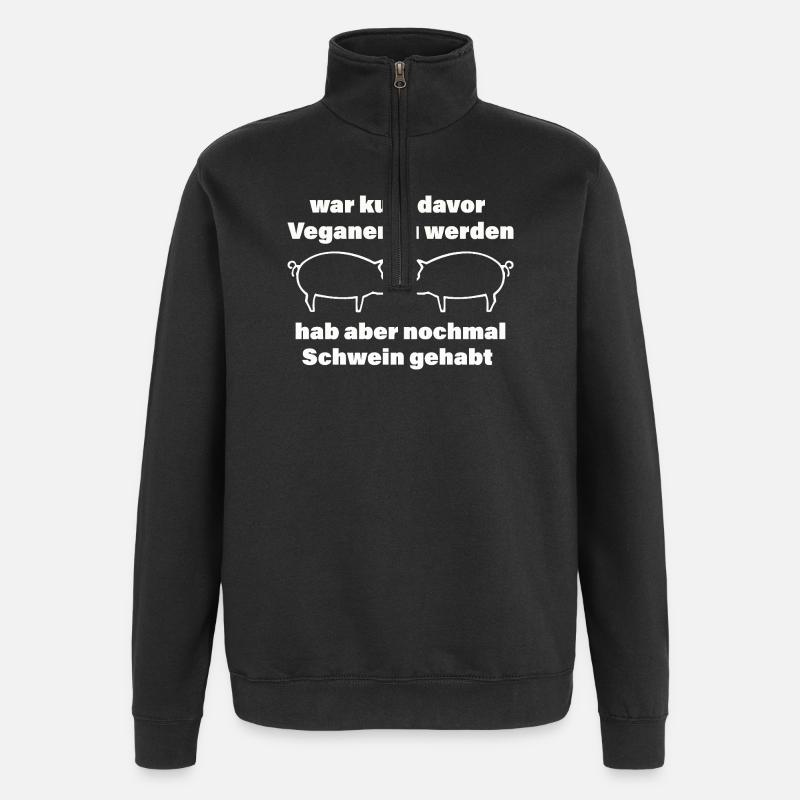 COCHON - Sweat à zip 1/4 - noir