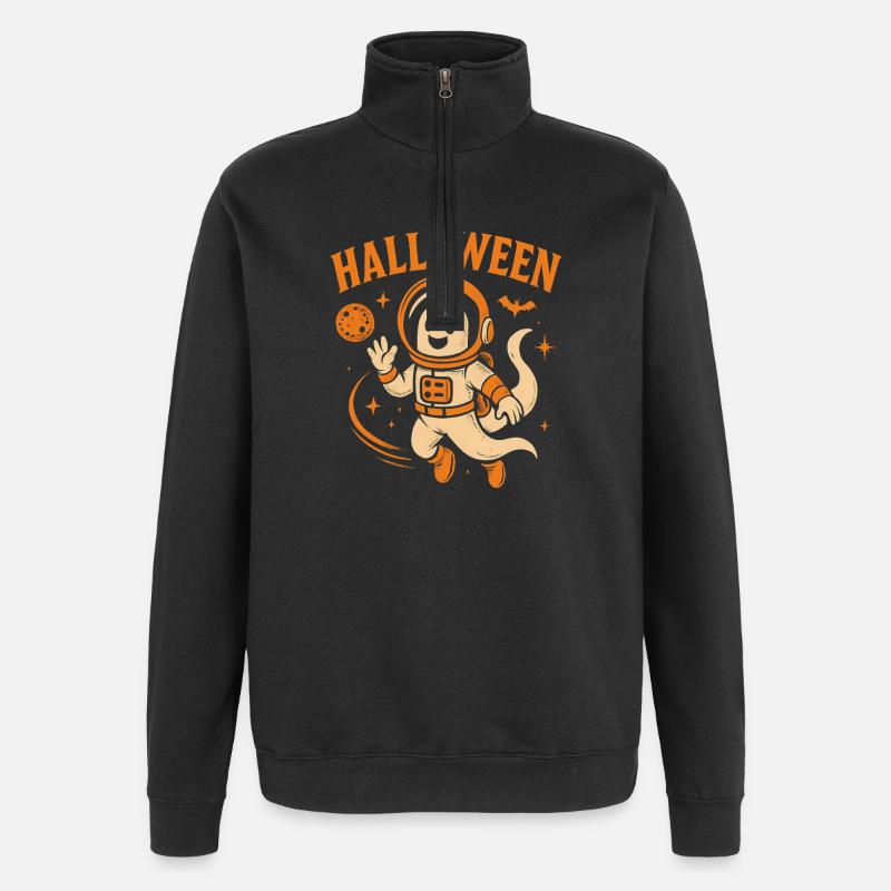 Halloween Spaceman Ghost - Quarter-Zip Sweatshirt - black
