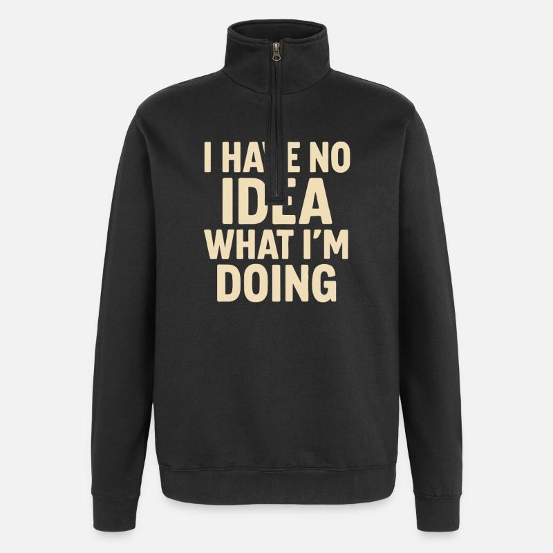 Rester immergé dans la joie - Sweat à zip 1/4 - noir