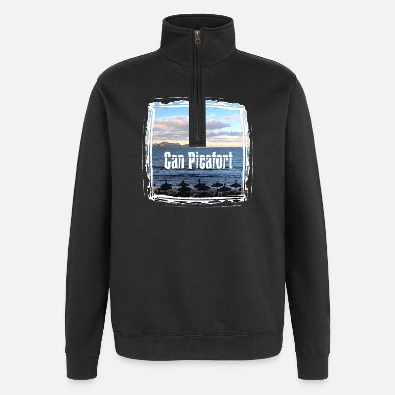 Can Picafort Beach Imprimer - Sweat à zip 1/4 - noir