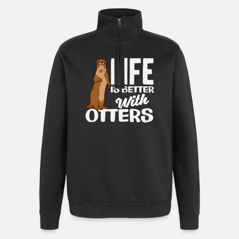 Sea otters live better - Quarter-Zip Sweatshirt - black