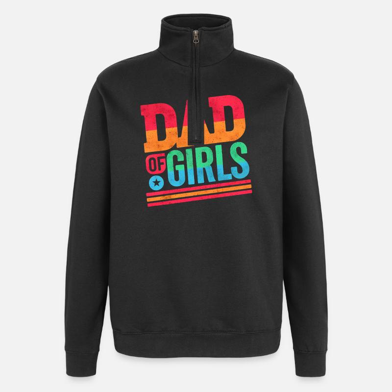 Vater von Mädchen Regenbogen, Väter - Quarter-Zip-Sweatshirt - Schwarz