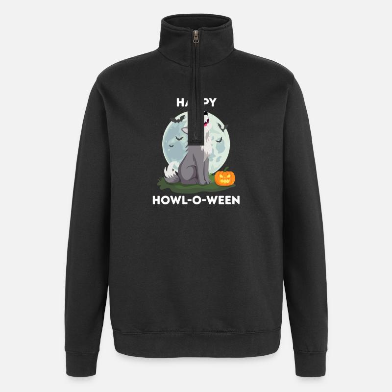 Funny Halloween – Howl-o-ween Wolf - Quarter-Zip Sweatshirt - black