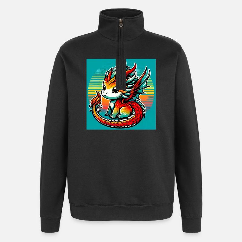 dragon - Sweat à zip 1/4 - noir