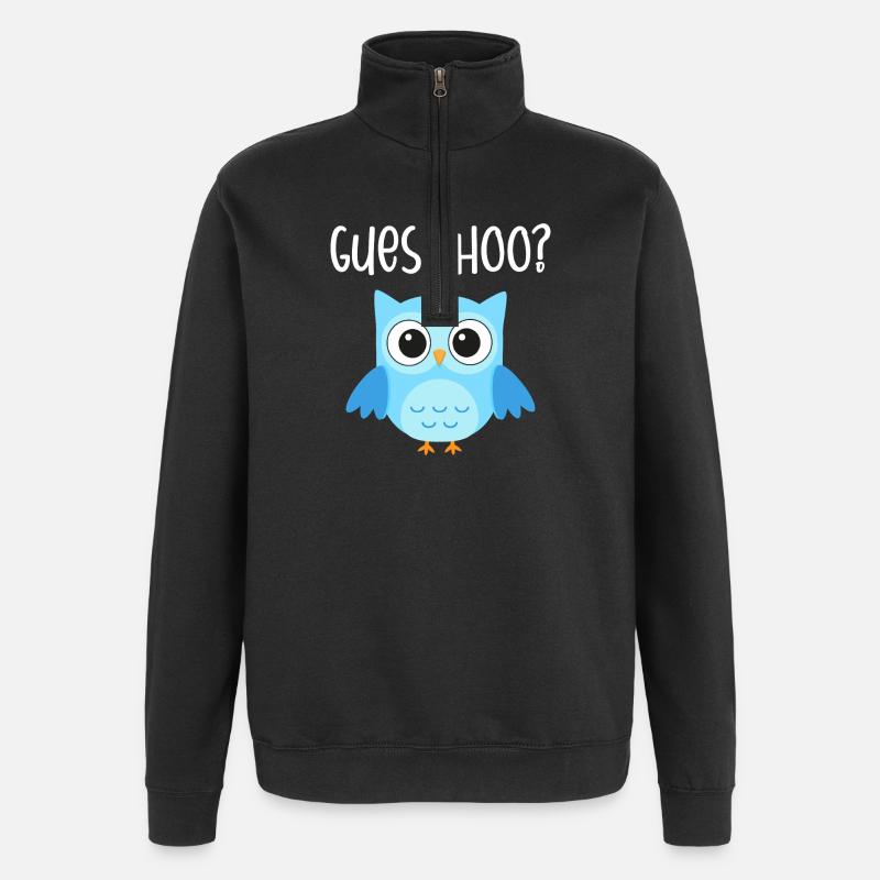 Hibou devinez hoo - Sweat à zip 1/4 - noir