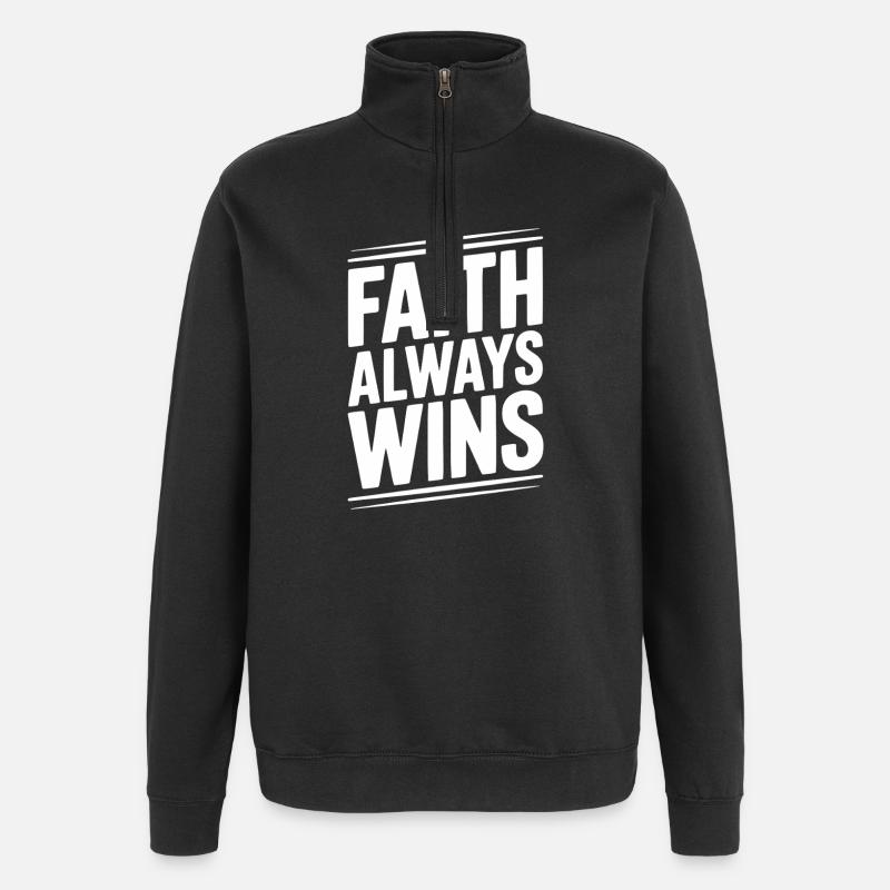 Der Glaube siegt immer - Quarter-Zip-Sweatshirt - Schwarz