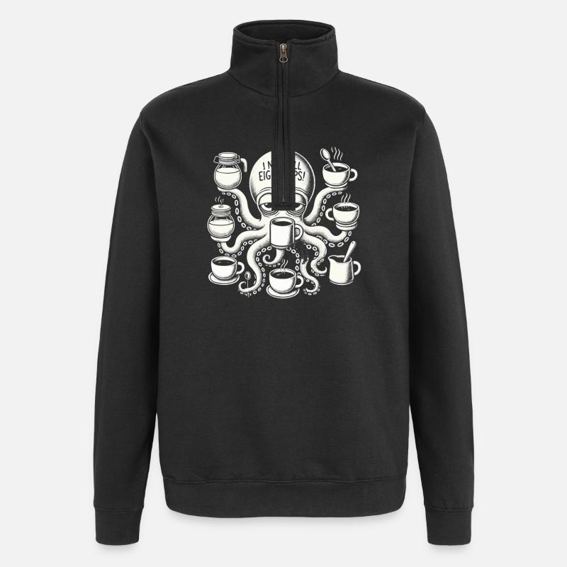I need all eight cups - Quarter-Zip Sweatshirt - black