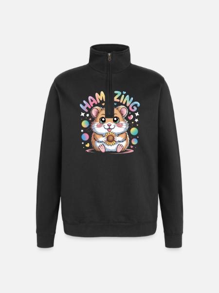 Hamazing Kawaii Hamster Seed Hearts - Quarter-Zip Sweatshirt - black
