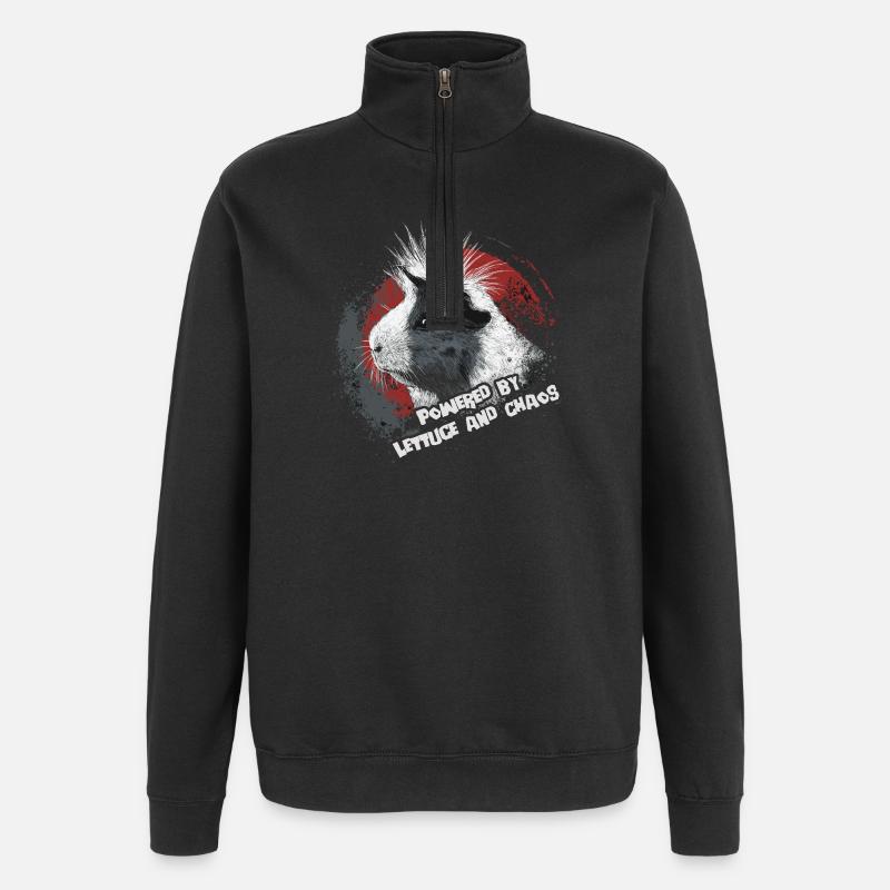 Guinea pig with funny saying - Quarter-Zip Sweatshirt - black