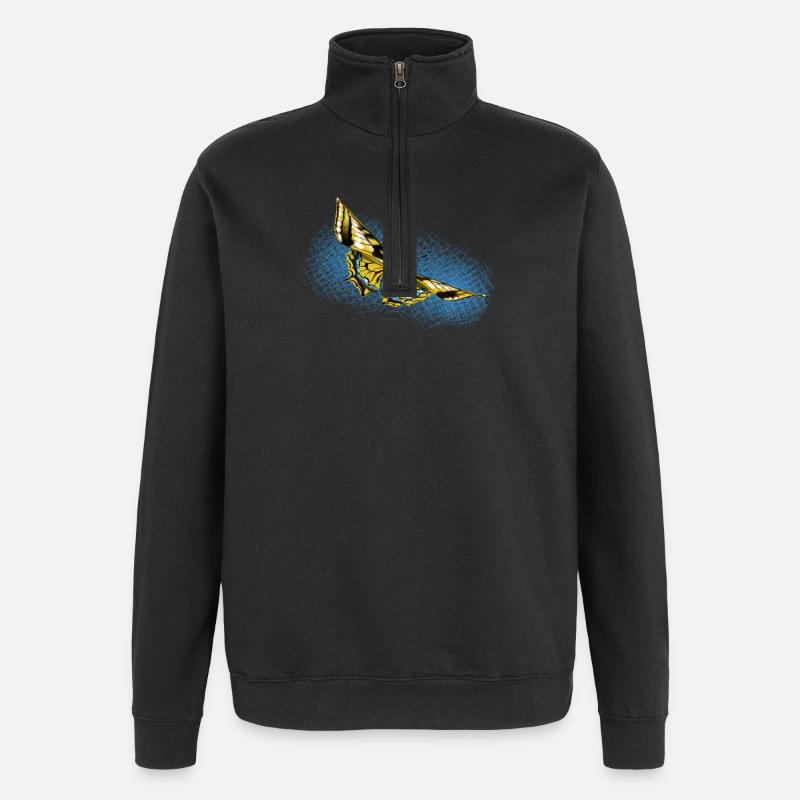 Papillon jaune Accent bleu - Sweat à zip 1/4 - noir