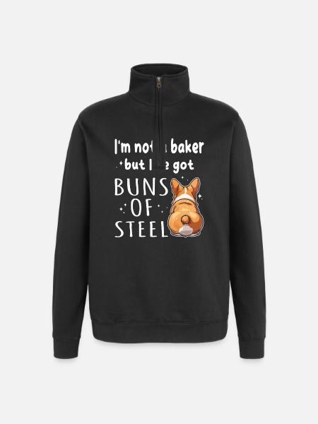Boller av stål Corgi-ordspill - Collegegenser med 1/4 glidelås - svart