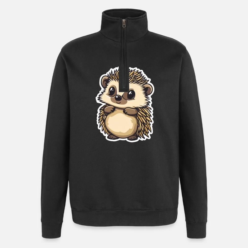 Hérisson - Sweat à zip 1/4 - noir