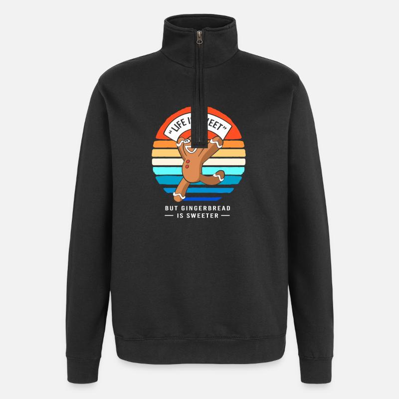 Gingerbread Christmas Gingerbread Man Gingerbread - Quarter-Zip Sweatshirt - black