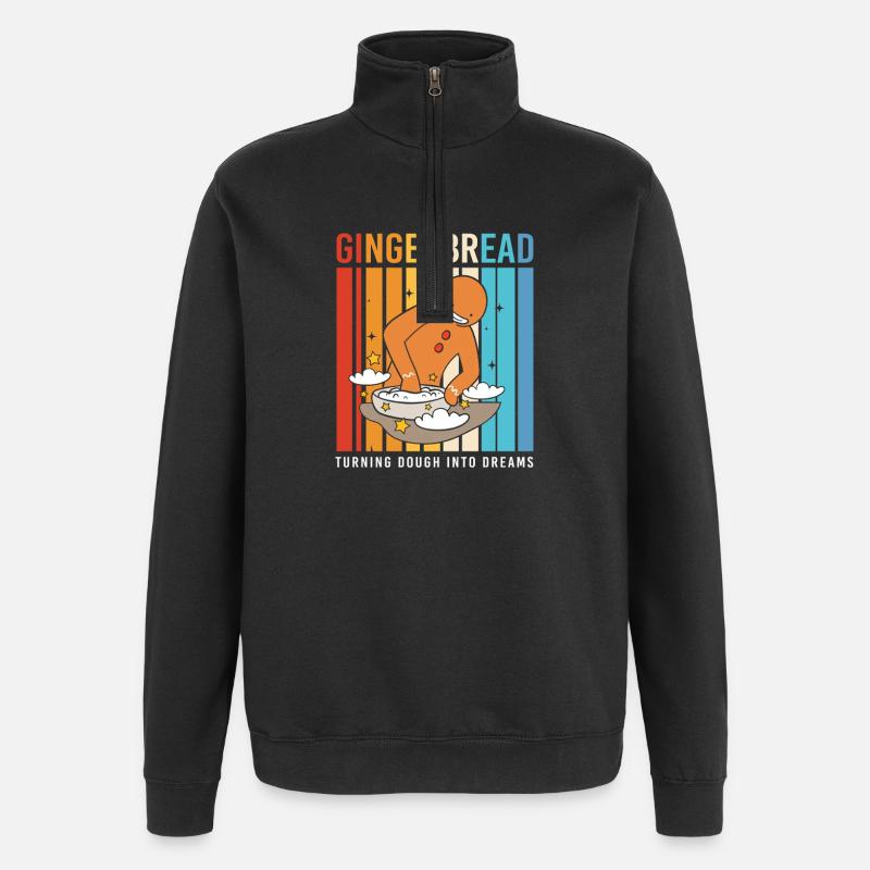 Gingerbread Christmas Gingerbread Man Gingerbread - Quarter-Zip Sweatshirt - black