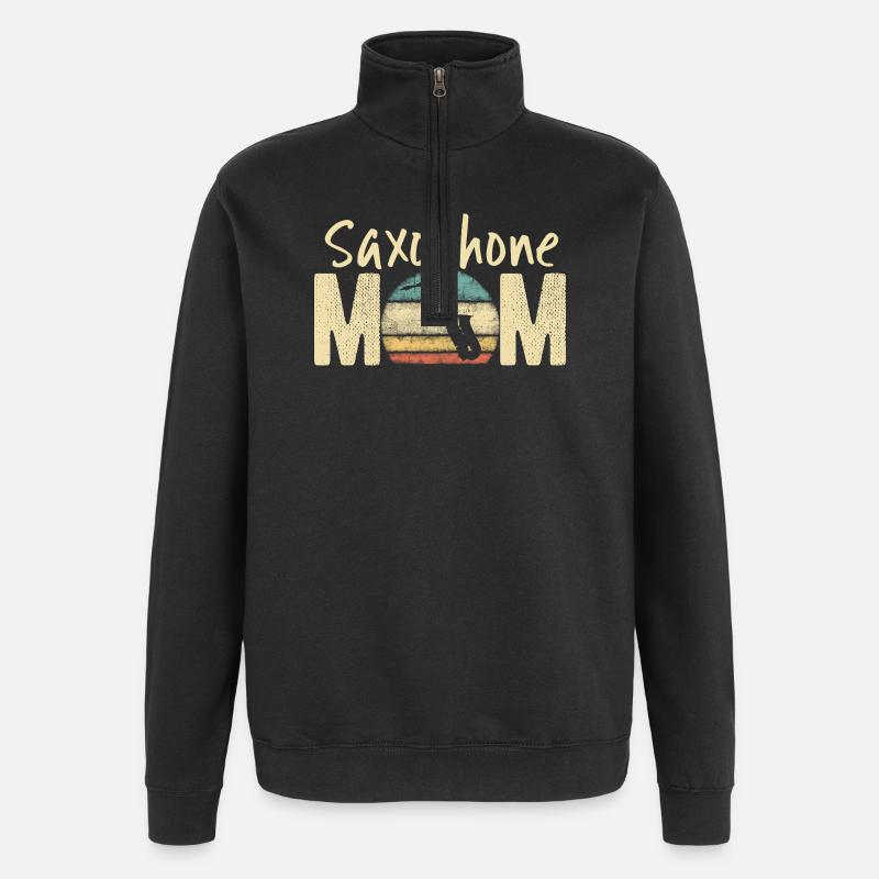 Saxophone Maman Rétro Vintage Marching Band Design - Sweat à zip 1/4 - noir