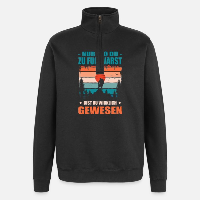 Wandern Sprüche Wanderer Wanderoutfits - Quarter-Zip-Sweatshirt - Schwarz