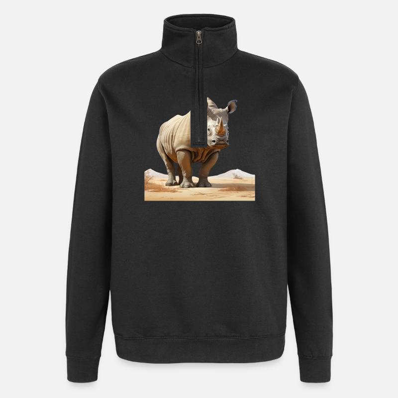 Illustration de rhinocéros du désert - Sweat à zip 1/4 - noir