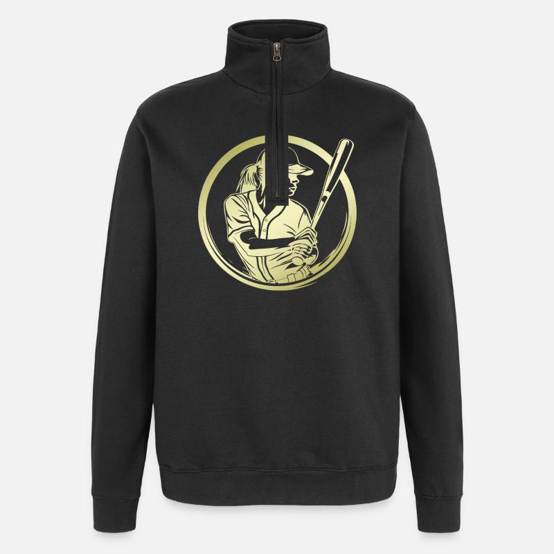 Baseball Silhouette - Quarter-Zip Sweatshirt - black