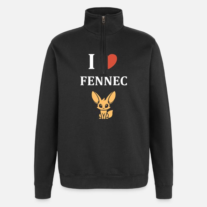 I Love Fennec Design Tee - Quarter-Zip Sweatshirt - black