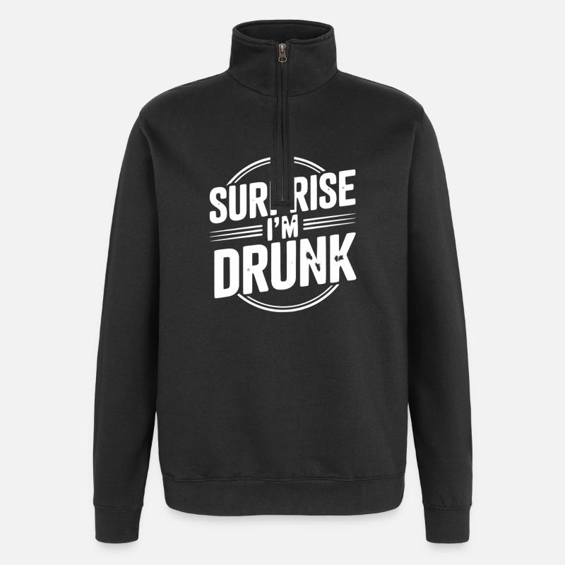 Überraschung, ich bin betrunken - Quarter-Zip-Sweatshirt - Schwarz