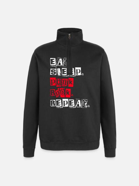 Eat Sleep Punk Rock Repeat - Quarter-Zip Sweatshirt - black