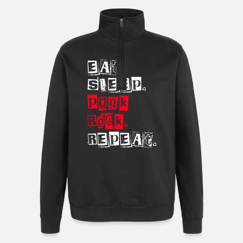 Eat Sleep Punk Rock Repeat - Quarter-Zip Sweatshirt - black