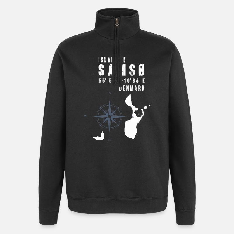 Samsø Samsoe Inselumriss Kompass - Quarter-Zip-Sweatshirt - Schwarz