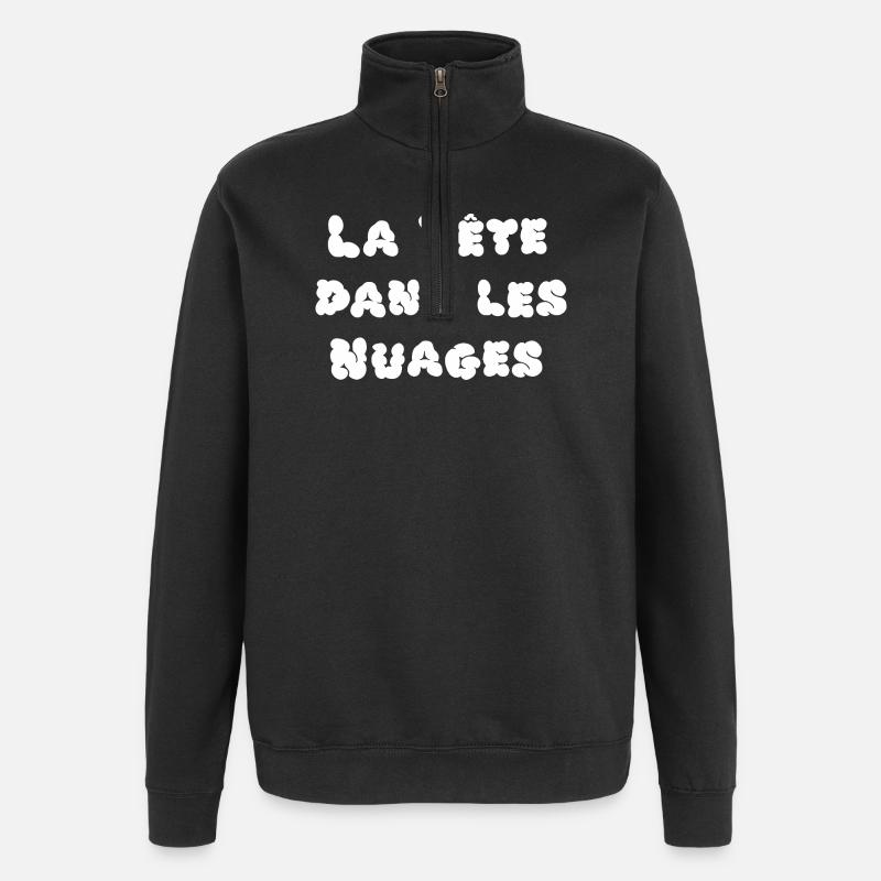 HEAD IN THE CLOUDS! - Quarter-Zip Sweatshirt - black