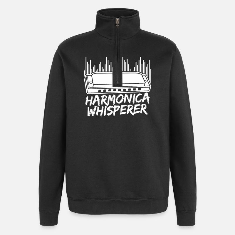 Harmonica Musican Whisperer Harmonica - Quarter-Zip Sweatshirt - black