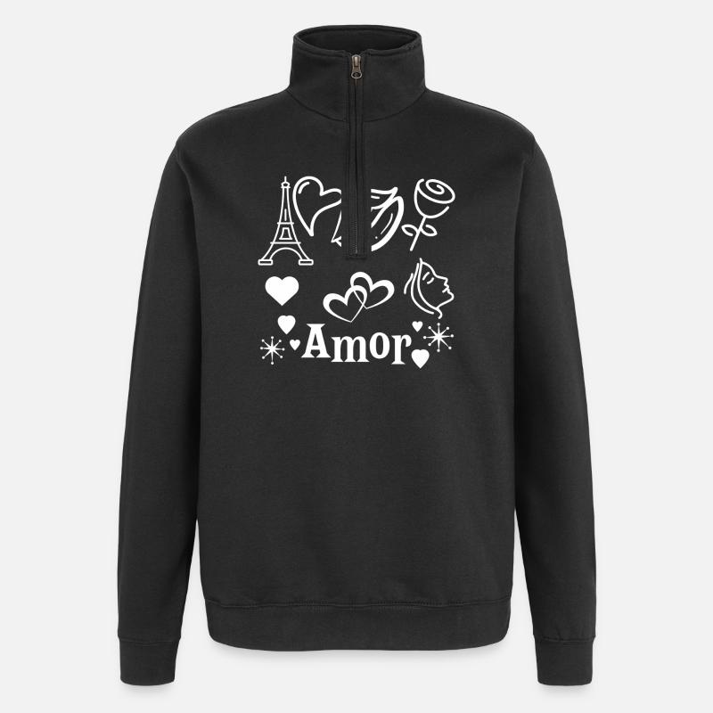 Amor - Sweat à zip 1/4 - noir