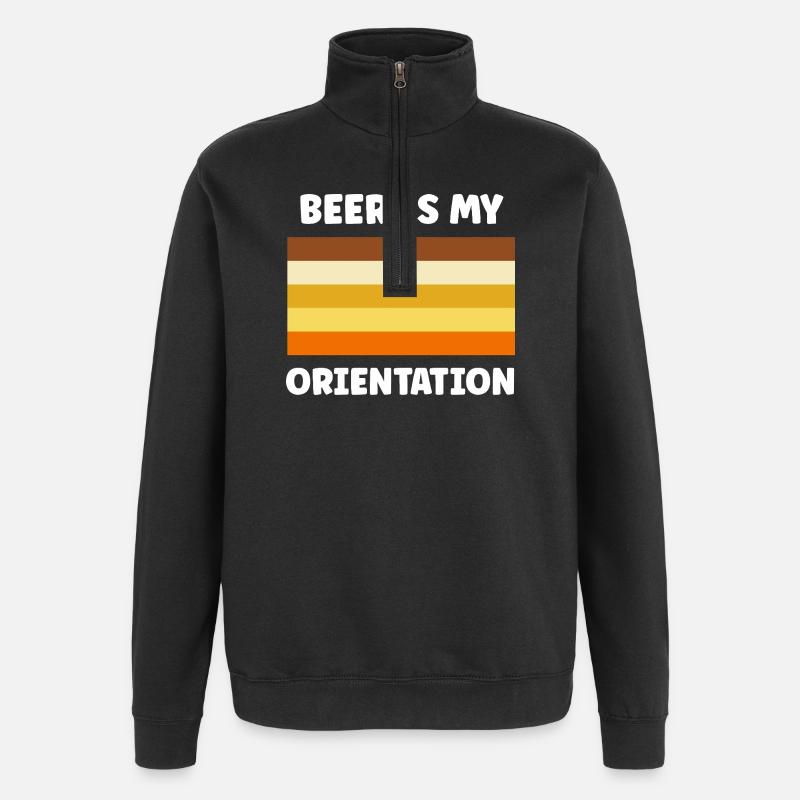 Beer is my orientation - Quarter-Zip Sweatshirt - black