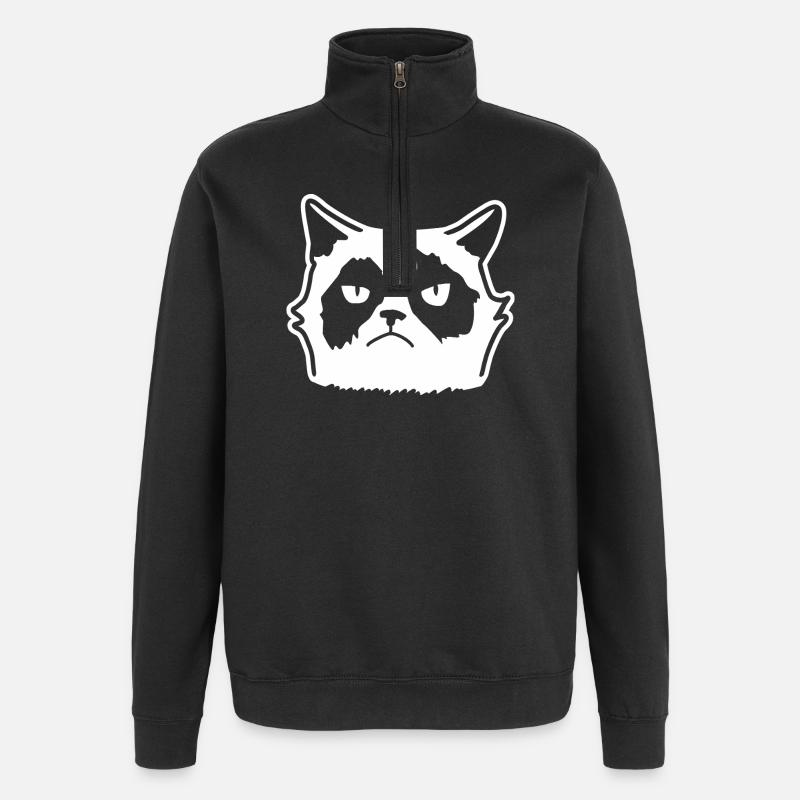 Mürrische Katze: Cartoon & Fun - Sweat à zip 1/4 - noir