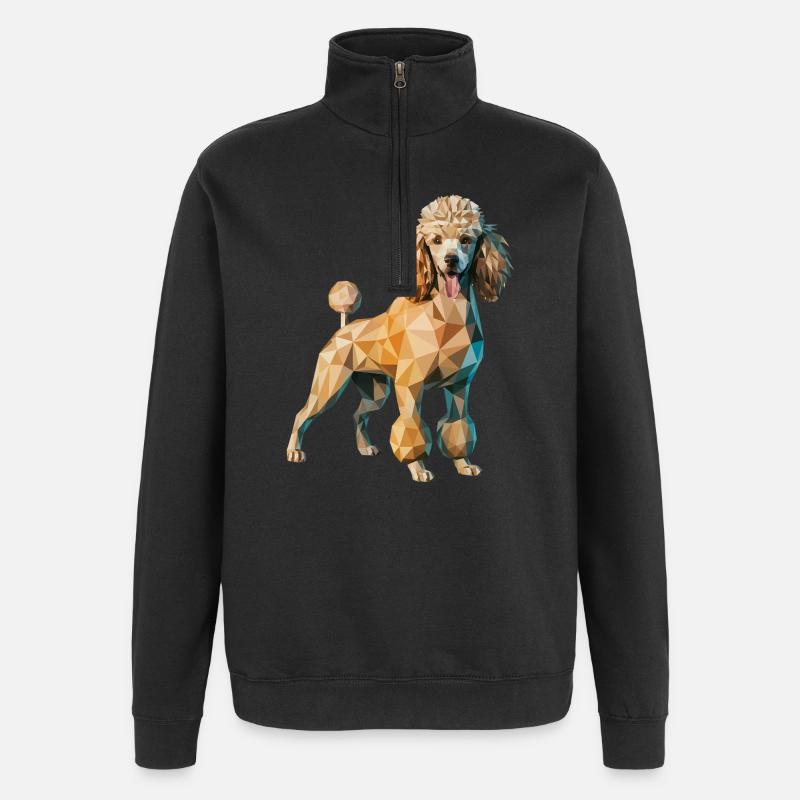 Pudel - Cooles Low Poly Logo - Quarter-Zip-Sweatshirt - Schwarz