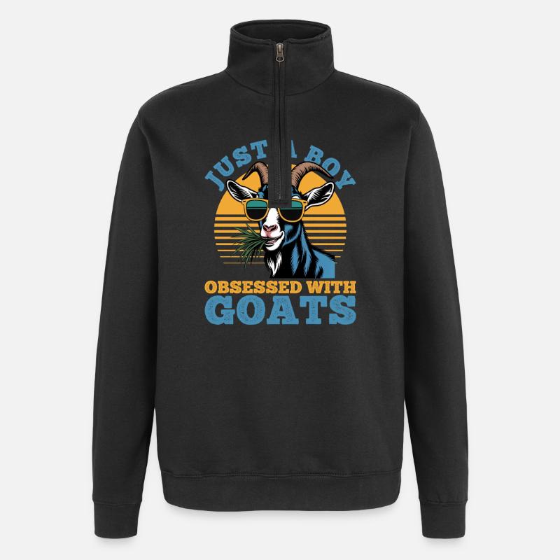 Drôle d’animal de la ferme chèvre - Sweat à zip 1/4 - noir
