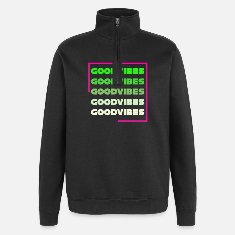 Ondes positives - Sweat à zip 1/4 - noir