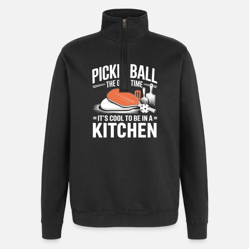 Pickleball Küchenball - Quarter-Zip-Sweatshirt - Schwarz