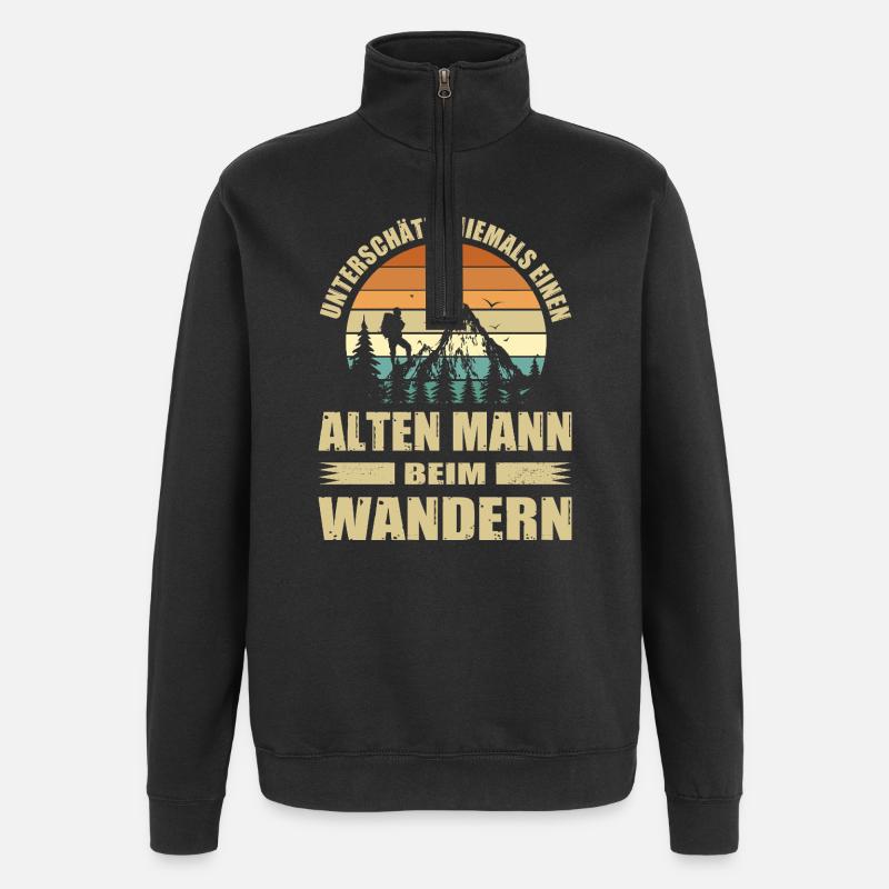 Outdoor Bergsteigen Spruch Outfit - Quarter-Zip-Sweatshirt - Schwarz